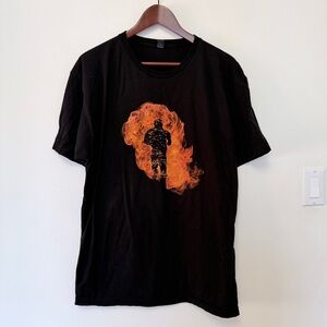 Black T-Shirt with Fiery Orange Graphic